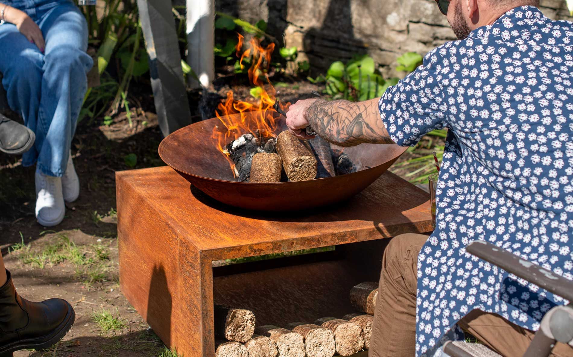 A fire pit in the garden