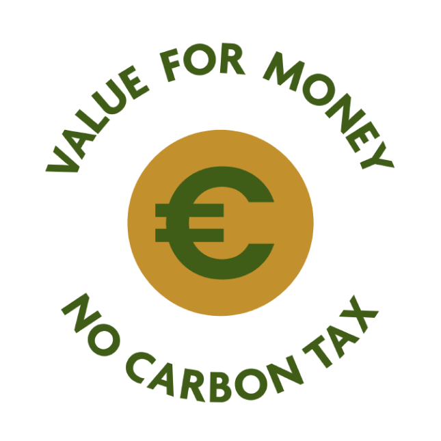 WillowWarm Value for Money No Carbon Tax circular badge