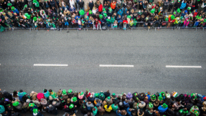 Crowds gathering for Dublin's St Patrick's Day festival Crowds gathering for Dublin's St Patrick's Day festival